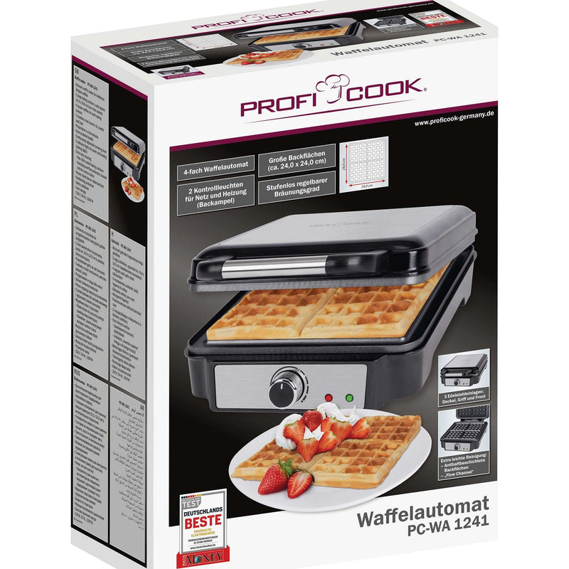 PROFICOOK - Waffelautomat PC-WA 1241 inox Brüsseler, 4-fach − 2 Stück