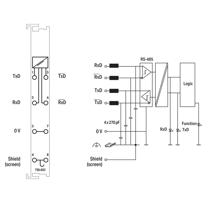 WAGO - Feldbus, Dez. Peripherie - Kommunikations-Modul Schnittstelle 750-653/003-000 RS 485