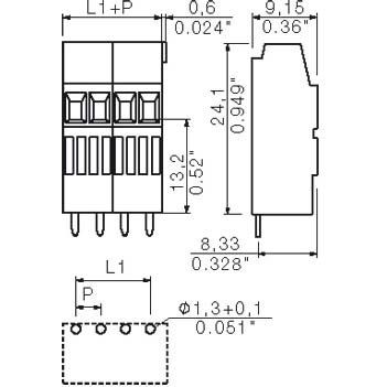 Weidmüller - Leiterplattenklemme LP Klemme Raster 3.5 LM1N 3.5/3 3.2 OR − 100 Stück