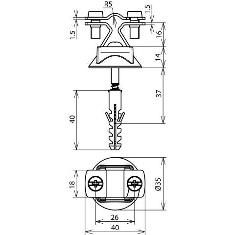 DEHN - Leitungshalter für Blitzschutz Leitungshalter LHZS810FL20KSKD8X40C NIRO f.Rd 8-10mm
