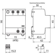 DEHN - Kombi-Ableiter für Energietechnik Anwendungsoptim.Kombi-Abl. DSH B TNC 255 FM Typ 1+2 TN-C-Systeme