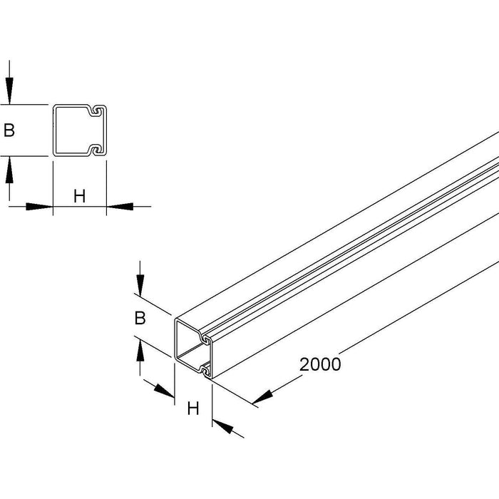 HKL - Leitungsführungskanal Kanal gr HKL2020.1 20x20 RAL7030 − 2 Meter
