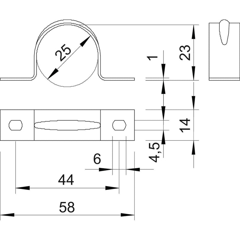OBO Bettermann - Befestigungsschelle für Kabel/Rohre Befestigungsschelle 605 25 ALU − 100 Stück