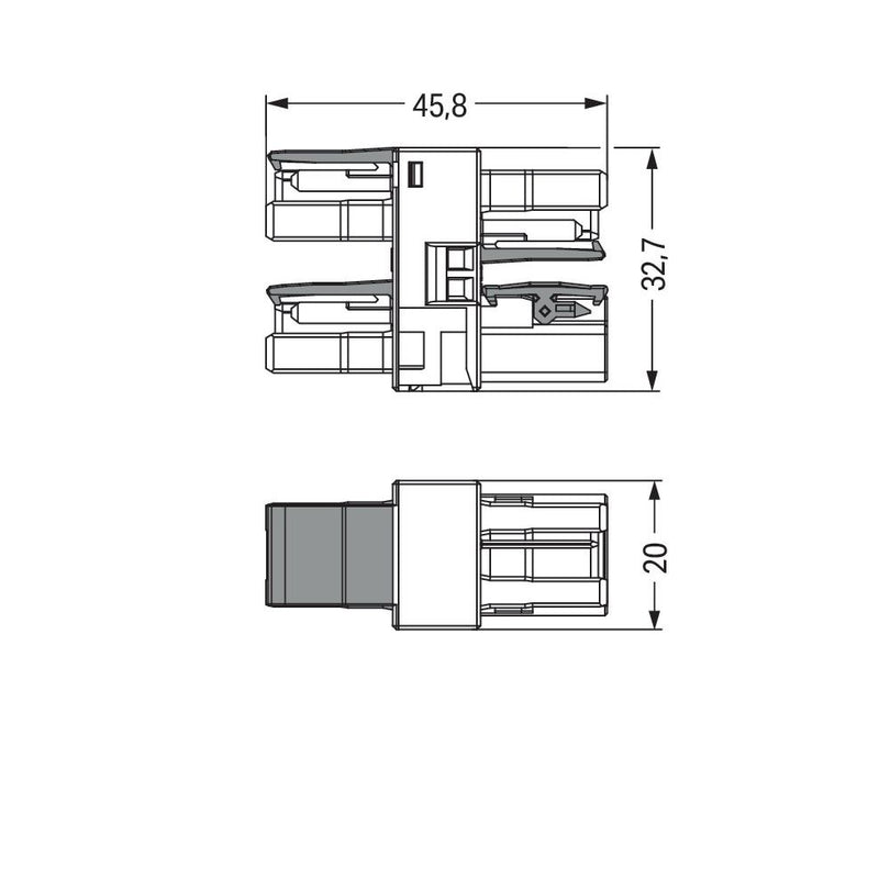 WAGO - Kompaktverteiler für steckbare Gebäudeinstallation 3-fach-Verteiler 2-polig 770-1704 Kod. B,grau − 50 Stück