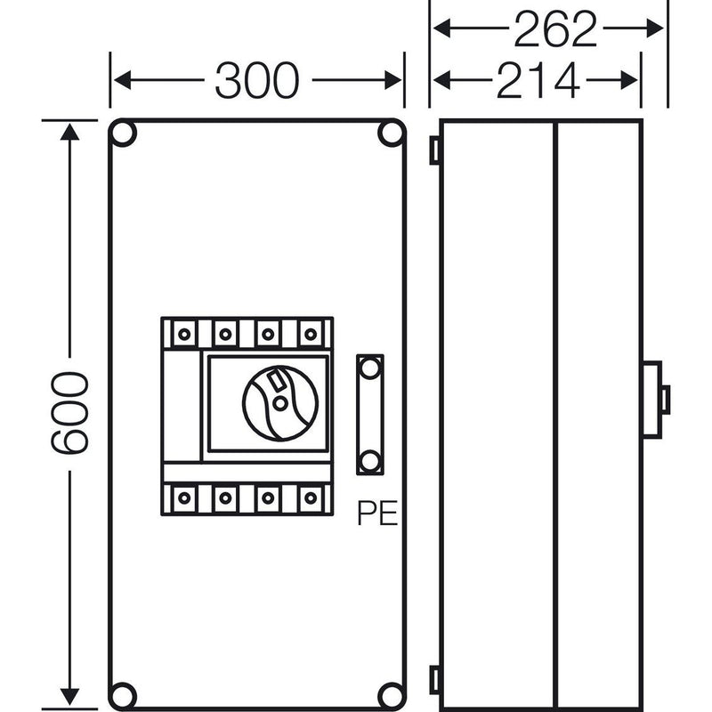 Hensel - Verteilerbaugruppe mit Leistungsschalter MiLasttrennschaltergehäuse Mi 7444 400 A, 4polig + PE