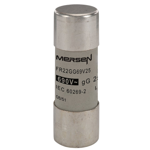 Mersen - Zylindrische Sicherung Sicherungseinsatz zylindr. FR22GG69V25 gG 22x58 25A − 10 Stück