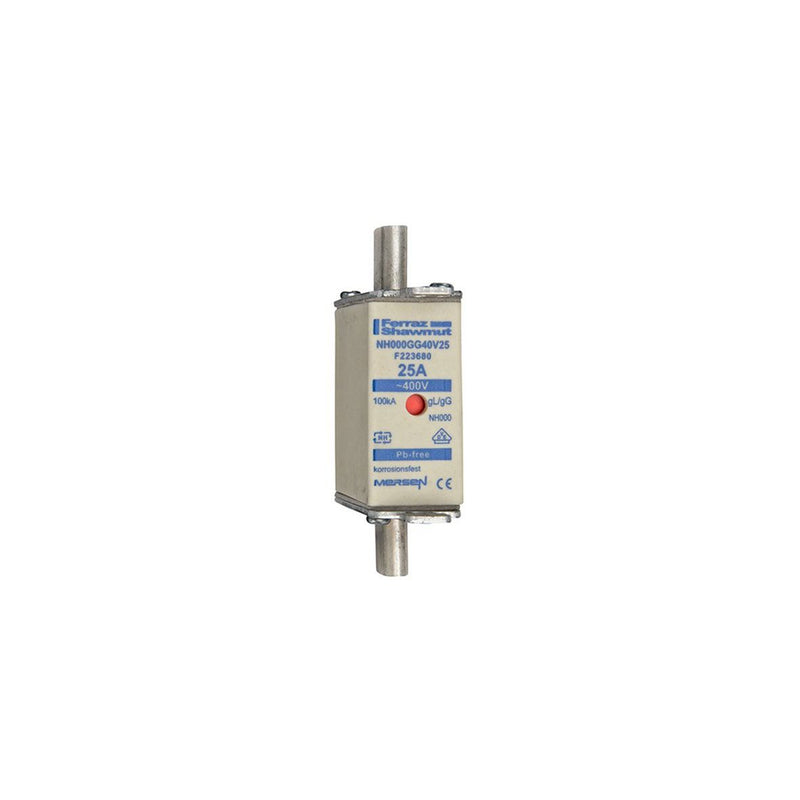 Mersen - Messersicherung Sicherungseinsatz NH gG NH000GG40V25 Gr.000 25A sfü KM − 9 Stück