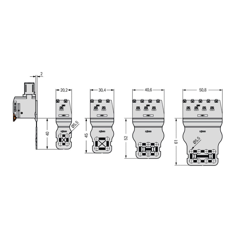 WAGO - Zubehör/Ersatzteile für Klemmen Zugentlastungsplatte 832-535 50,8mm breit, lgr − 40 Stück