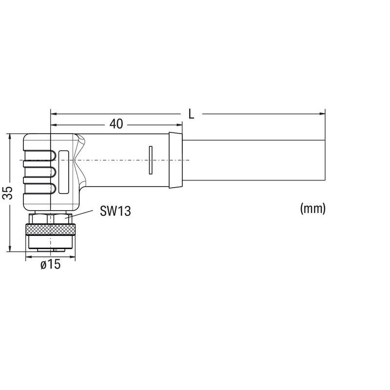 WAGO - Konfektioniertes Sensor-Aktor-Kabel Power-Leitung M12L-Bu. 756-3502/050-150 winklig,5-polig