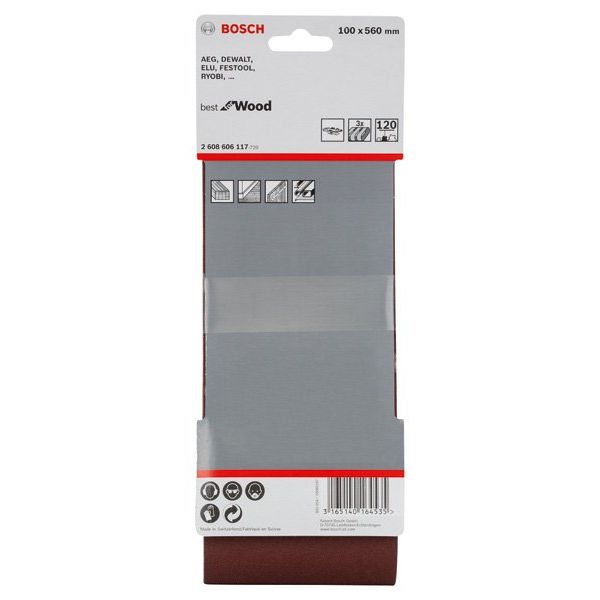 Bosch - Schleifpapier/Schleifvlies PRO X440 Schleifband, 100 2608606117 x 560 mm G120 3-tlg
