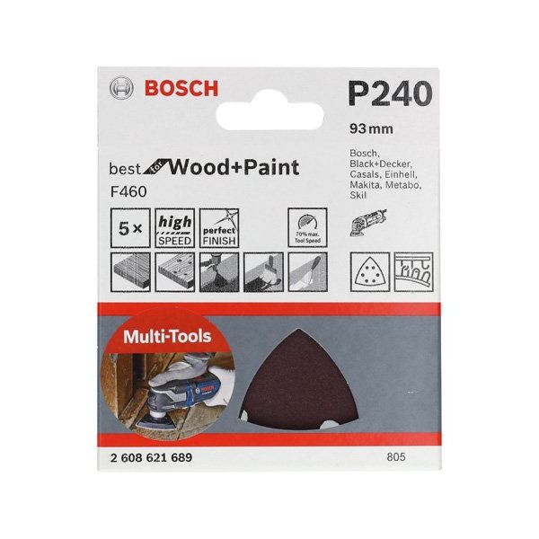 Bosch - Schleifpapier/Schleifvlies PRO F460 Schleifblatt, 93 2608621689 x 93 mm G240 5-tlg