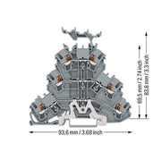 WAGO - Schutzleiter-Reihenklemme Dreistockklemme 2202-3258 2,5 qmm, grau − 50 Stück