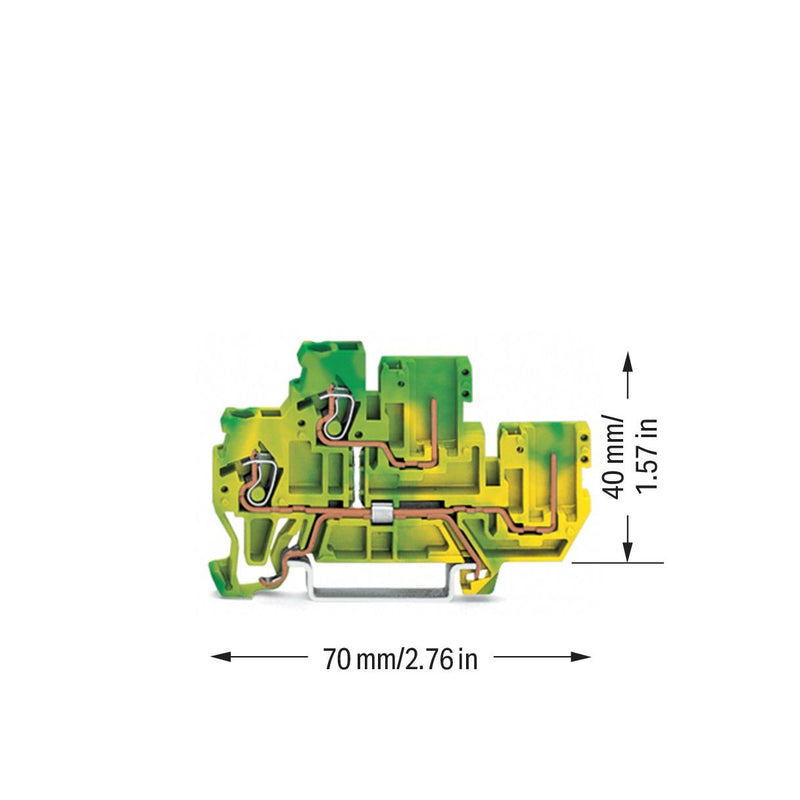 WAGO - Schutzleiter-Reihenklemme Doppelstock-Basisklemme 870-107 2-Leiter/2-Pin − 50 Stück