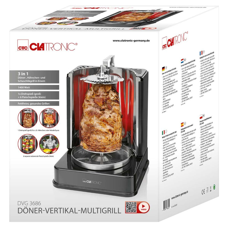 CLATRONIC - Grillgerät Döner-Vertikalmultigrill CTC DVG 3686 sw − 2 Stück