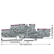 WAGO - Durchgangs-Reihenklemme 4-Leiter4PinDoppelstockkl. 870-138 2,5 mm²,grau − 40 Stück