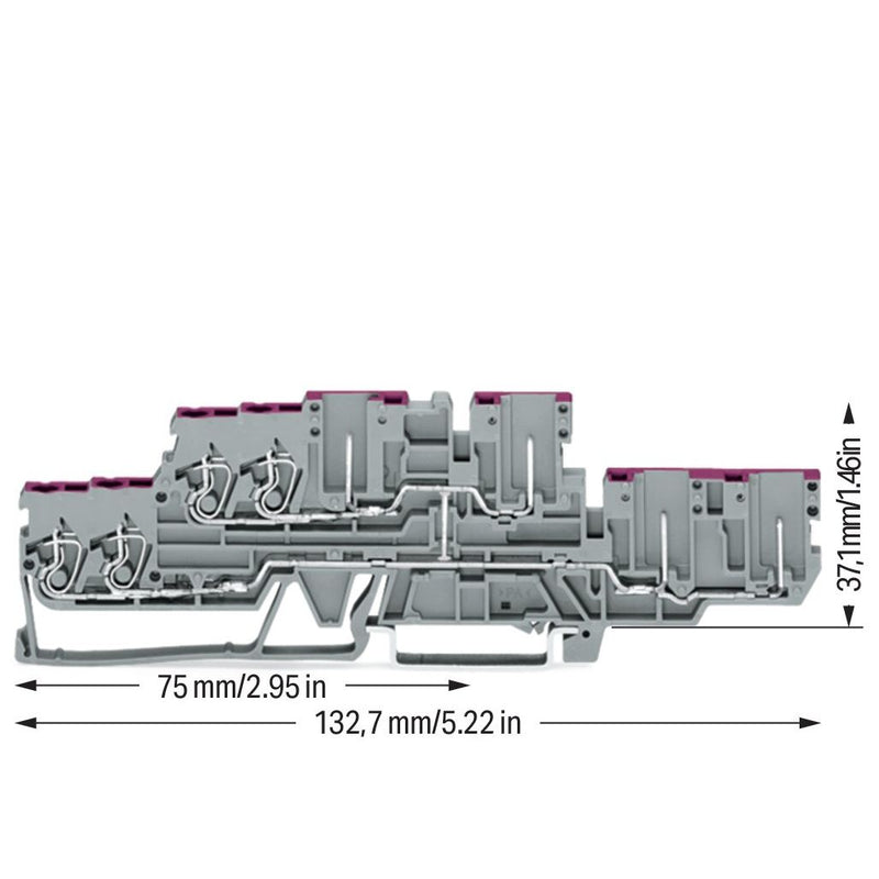 WAGO - Durchgangs-Reihenklemme 4-Leiter4PinDoppelstockkl. 870-138 2,5 mm²,grau − 40 Stück