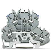 WAGO - Schutzleiter-Reihenklemme Doppelstockklemme 2002-2218 2,5 mm²,grau − 50 Stück