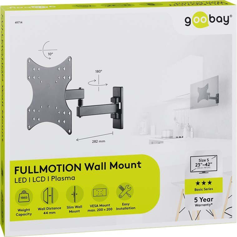 Goobay - Halterung für Audio-/Videosysteme TV-Wandhalterung 49714 FULLMOTION S Single