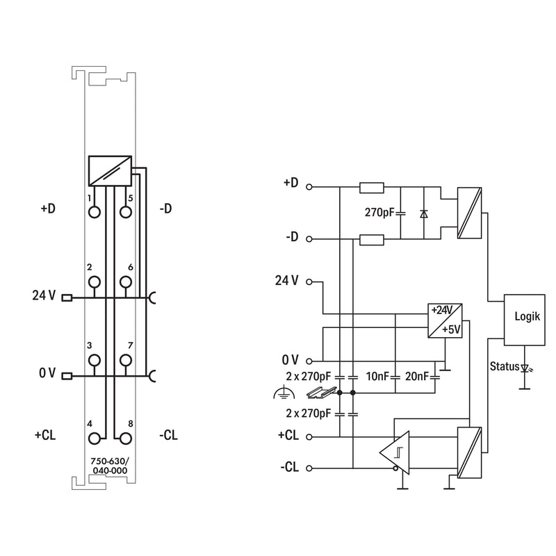 WAGO - Feldbus, Dez. Peripherie - Funktions-/Technologie-Modul SSI-Geber-Interface 750-630/040-001 Einstellbar,Extrem