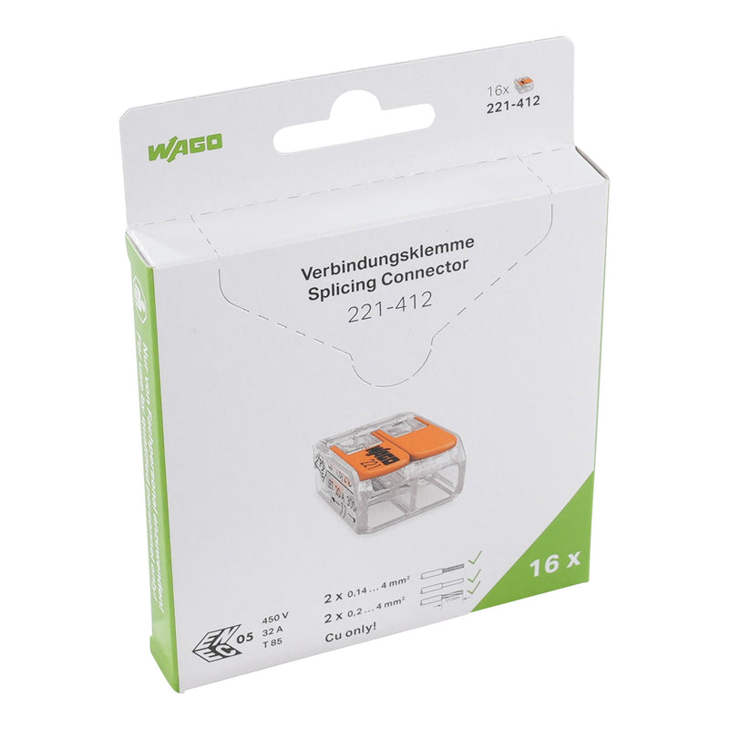 WAGO - Steckklemme Verbindungsklemme 221-412/995-016 4mm²,transparent − 288 Stück