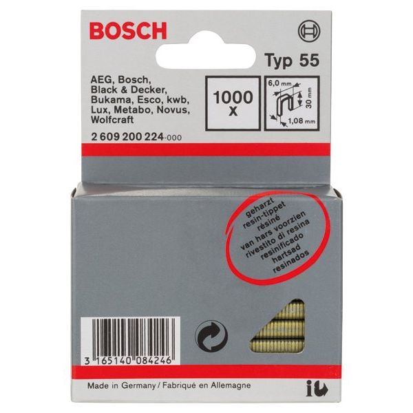 Bosch - Heftklammer Schmalrückenklammer Typ 2609200224 55 geharzt 6 x 1,08