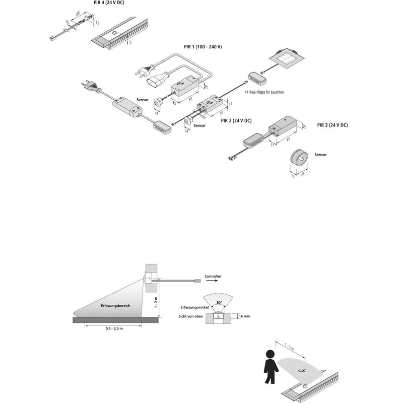 Hera - Bewegungsmelder/Präsenzmelder komplett Mini Bewegungsmelder 61500051021