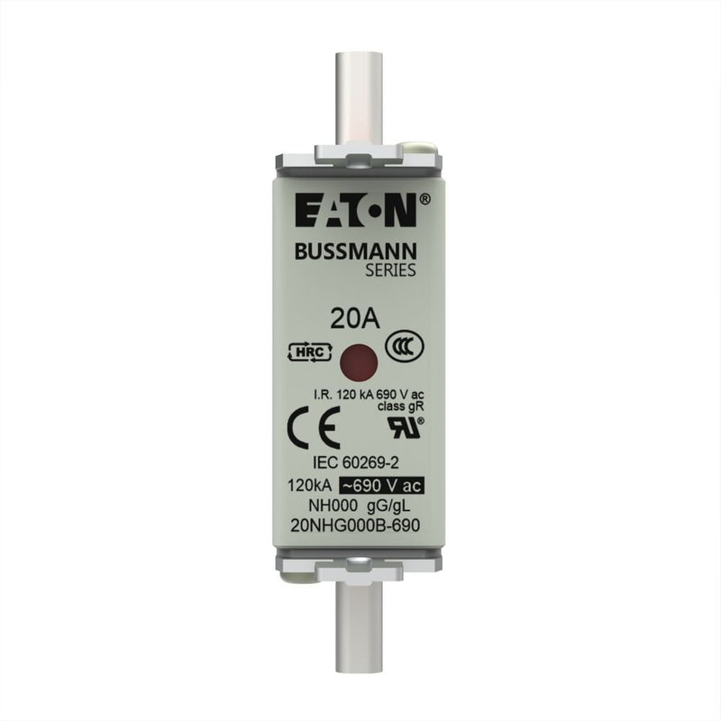Eaton - Messersicherung Sicherungseinsatz Nieders. 20NHG000B-690 20A AC 690V 120kA − 3 Stück