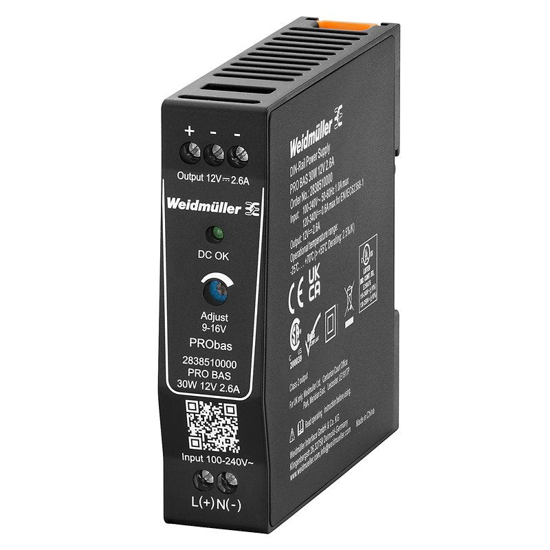 Weidmüller - Gleichstromversorgung Stromversorgung 12V DC PRO BAS 30W 12V 2.6A 2,6A, Schraubanschl