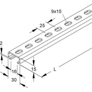 Niedax - Stiel/Profilschiene Ankerschiene 2971/2 GL − 2 Meter