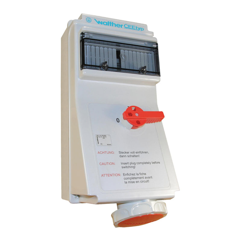 Walther Werke - CEE-Steckdose abschaltbar, abgesichert (IEC 60309) Wandsteckdose 63A AL169406TS 4P 400V 6h IP67