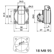 Bals Elektrotech - Schutzkontakt-Anbausteckdose Schutzk. Anbausteckdose 71095 16A IP44 grau