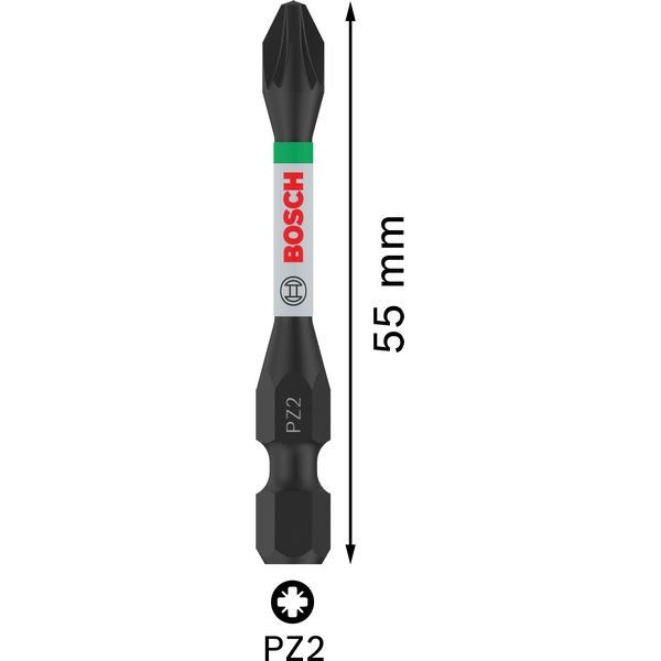 Bosch - Bit-Set PRO Pozidriv Impact Bit, 2608522544VE(2) PZ2, 55 mm, 2-tlg