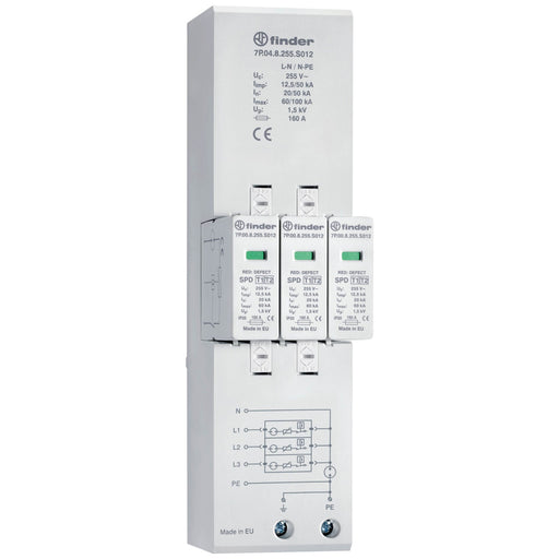 Finder - Blitzstromableiter für Energietechnik Kombiableiter 7P.04.8.255.S012 TN-S und TT Netze