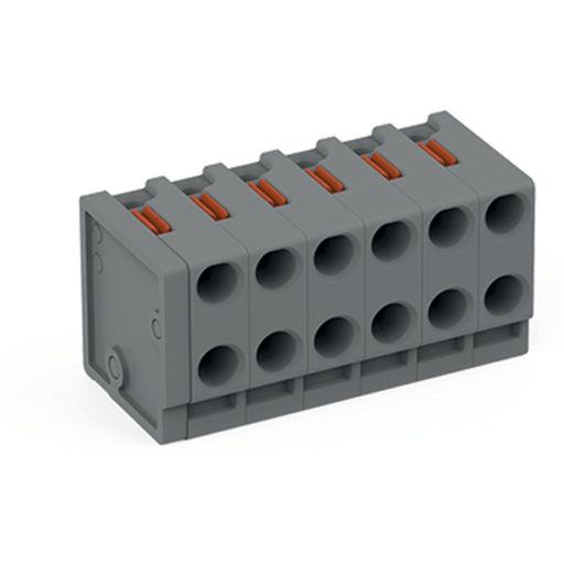 WAGO - Leiterplattenklemme 2-Leiter-Federleiste 252-306 PUSH WIRE,grau − 100 Stück