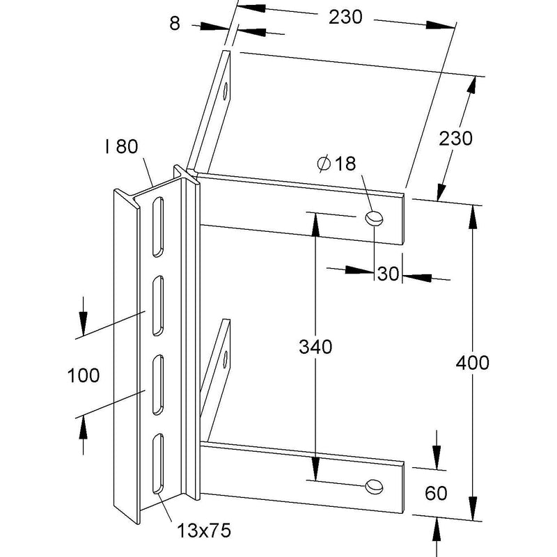 Niedax - Montagematerial für Kabeltragsystem Klemmadapter KSWAES 400.200 F 45 Grad