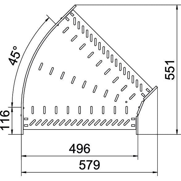 OBO Bettermann - Bogen für Kabelrinne Bogen 45 Grad RB 45 650 FS 60x500 bandverzinkt