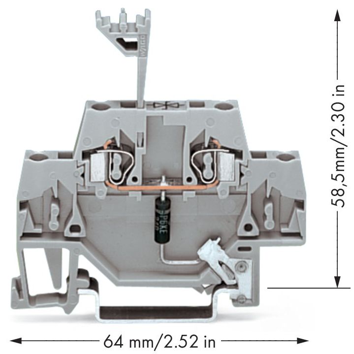 WAGO - Bauelement-Reihenklemme Bauelementklemme 280-502/281-603 Tragschiene,grau − 50 Stück