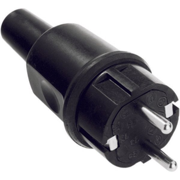 Bachmann - Schutzkontaktstecker Vollgummistecker 913.173 sw, montierbar