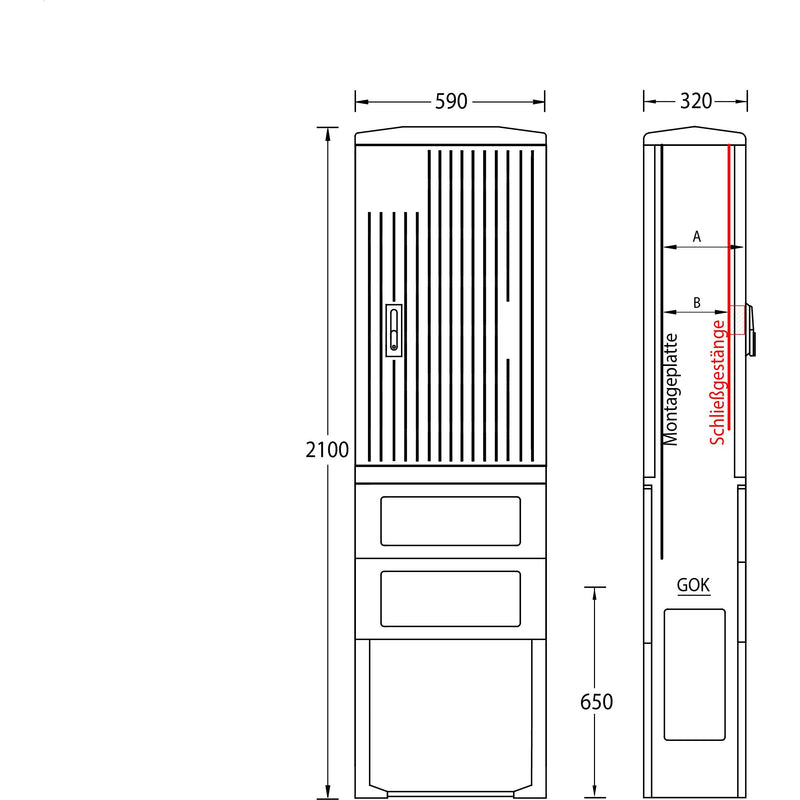 uesa - Gehäuse/Schaltschrank (leer) Säule A070-M-2100 2100x590x320mm
