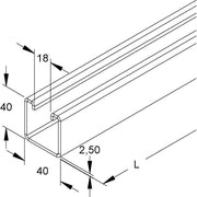 Niedax - Stiel/Profilschiene Ankerschiene 2988/4 GO − 4 Meter