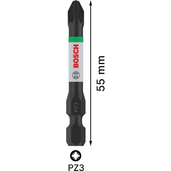 Bosch - Bit PRO Pozidriv Impact Bit, 2608522545VE(2) PZ3, 55 mm, 2-tlg
