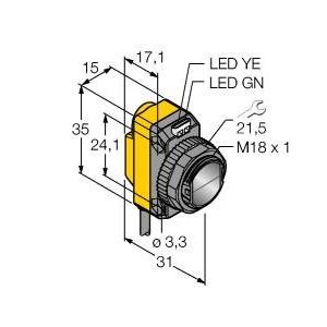 Turck - Lichttaster mit Hintergrundausblendung Opto Sensor QS18VP6FF100 Lichttaster − 1 Stück