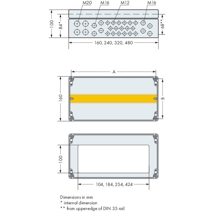 WAGO - Zähler-Komplettschrank IP65-Systemgehäuse Alu 850-825 BxHxT160x100x160mm