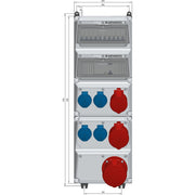 Mennekes - CEE-Steckdosen-Kombination (IEC 60309) Steckdosen-Kombination 956668 650x225mm 63A IP44