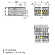 WAGO - Ein- und mehrpolige Klemmenleiste 1-Leiter-Stiftleiste 769-611 CAGECLAMP,4mm²,gr − 25 Stück