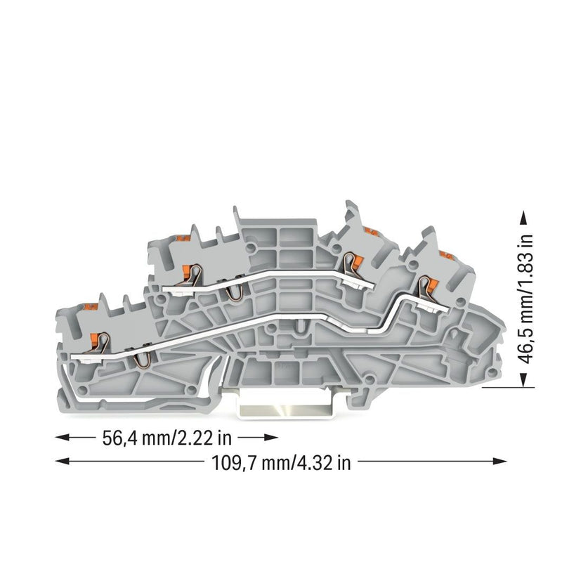 WAGO - Installations-Etagenklemme Installationsetagenklemme 2203-6642 2,5 mm² mit Drücker − 50 Stück