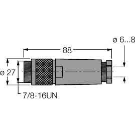 Turck - Rundsteckverbinder, feldkonfektionierbar (Industriesteckverbinder) Steckverbinder BS4151-0/9 konfektionierbar
