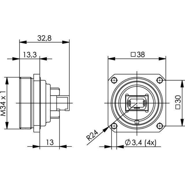 Telegärtner - Modulare Kupplung TOC Flanschset IP68 100007409 MPO/MTP Kupplung
