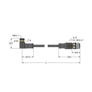 Turck - Konfektioniertes Sensor-Aktor-Kabel Aktuator- u. Sensorleitung PKW3MP7X26RSC4T/TXL PUR