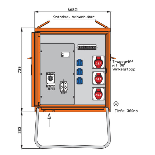 Walther Werke - Baustromverteiler Verteilerschrank WV0270R1 22kVA